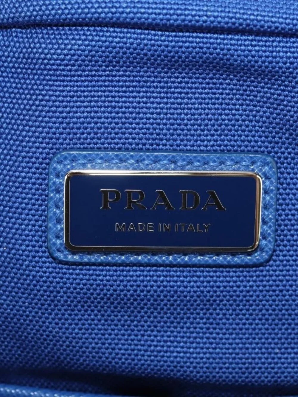 PRADA Shoulder Bag Canvas Blue Silver Auth